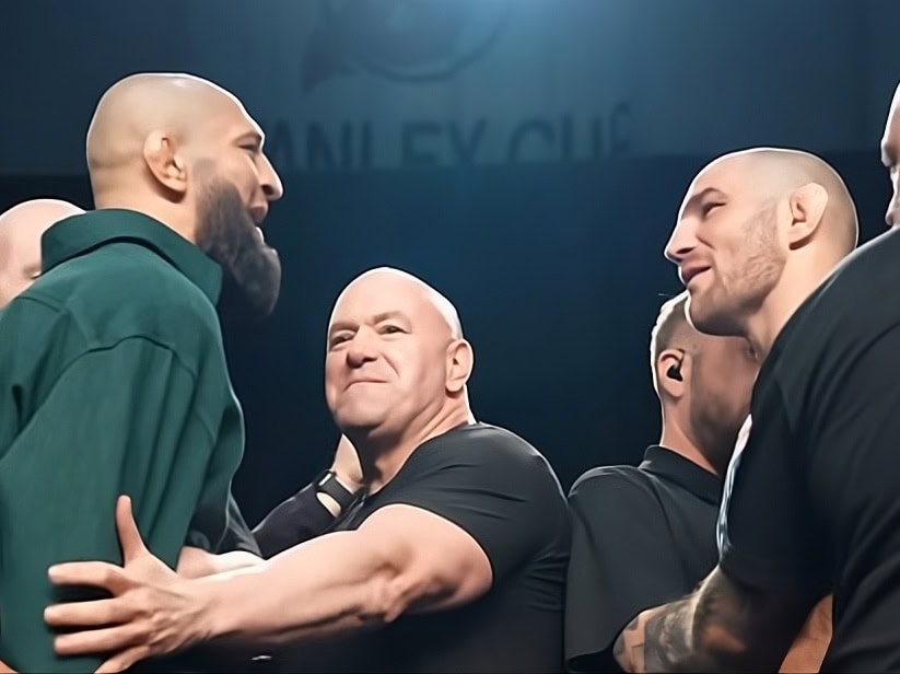 VIDEO Totálny chaos pred UFC 328: Khamzar Chimaev kopol Seana Stricklanda, zasahovala ochranka!